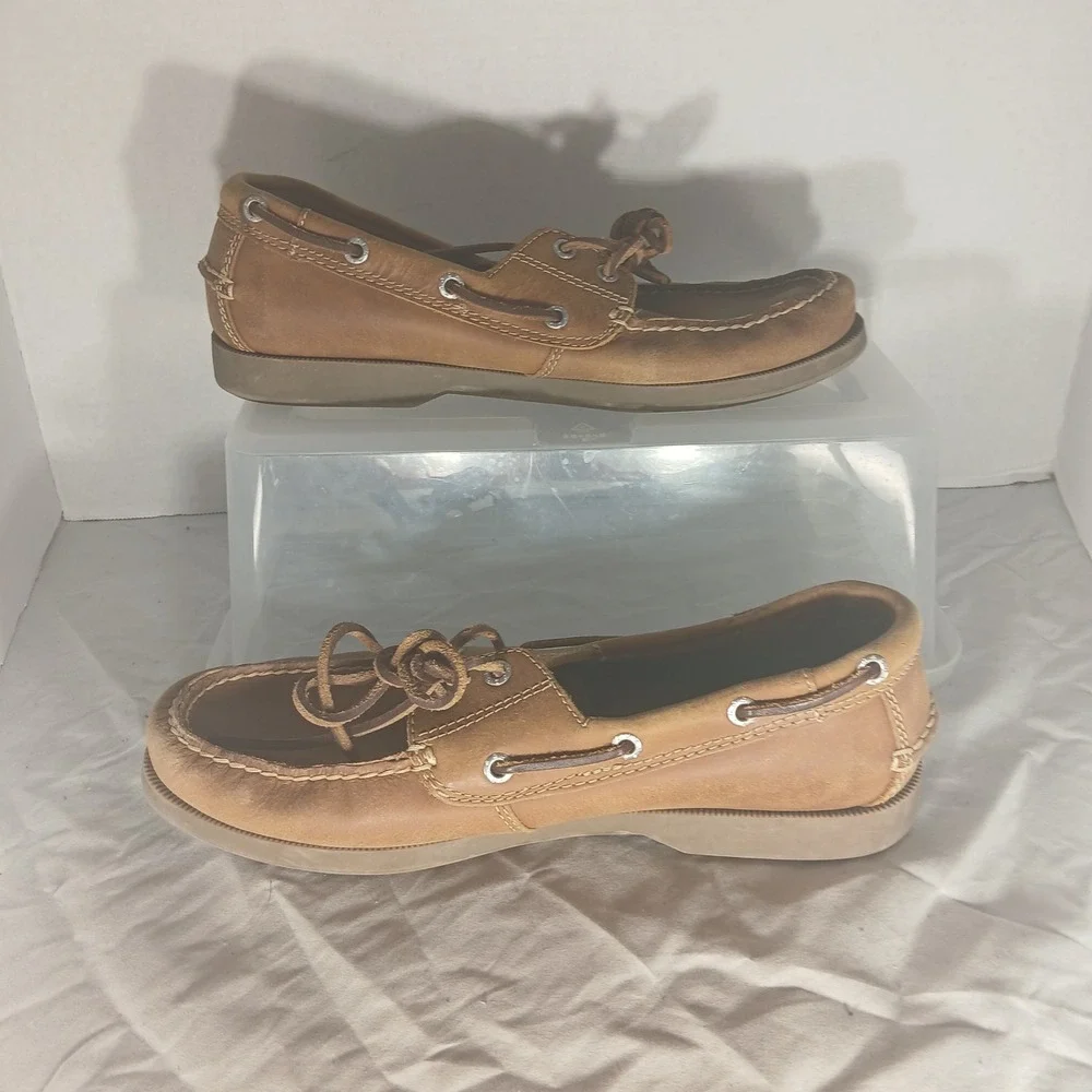Dockers Mens Brown Leather Boat‎ Shoes Lace Up Moccasins Size 9M